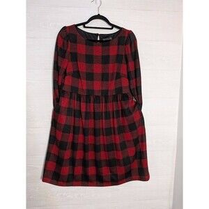 JESSICA HOWARD Buffalo Plaid Dress Medium Red Black Checkered Pockets Holiday